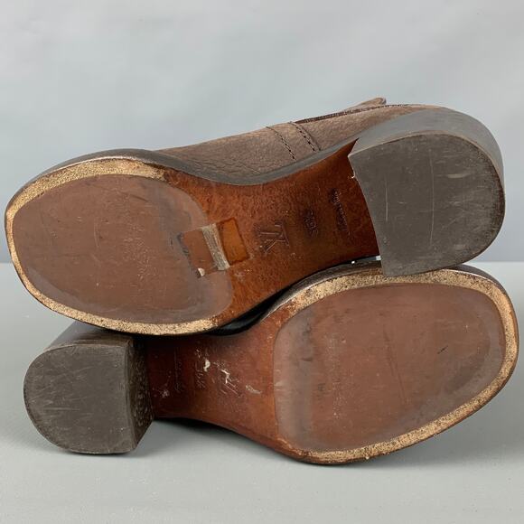 LOUIS VUITTON Size 5.5 Brown Leather Pebble Grain Chunky Heel Boots - Picture 6 of 9